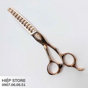 Kéo tỉa Huodong răng cong UC-611J tỷ lệ 55% - mạ gold
