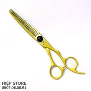 Kéo tỉa UATUMI răng cong tỷ lệ 30%, màu vàng