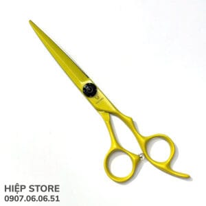 Kéo cắt tóc UATUMI lưỡi thẳng 6 inches, màu vàng